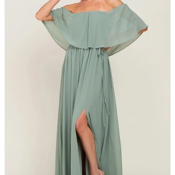 long green linen dress Long linen dress GRENADA in Deep green main image 1